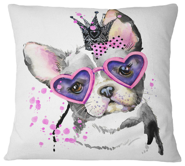 dog with glasses pillow