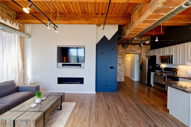 Chinatown- Chicago gut remodel industrial-living-room