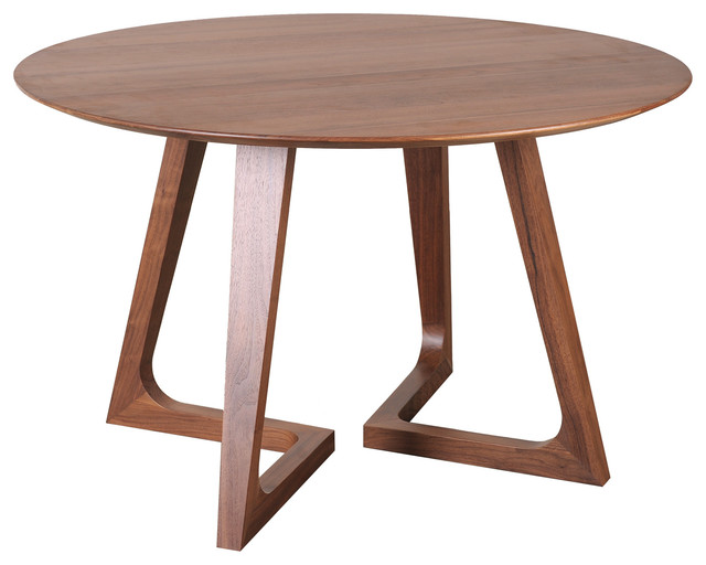 Godenza Dining Table Round, Walnut Scandinavian Dining Tables by