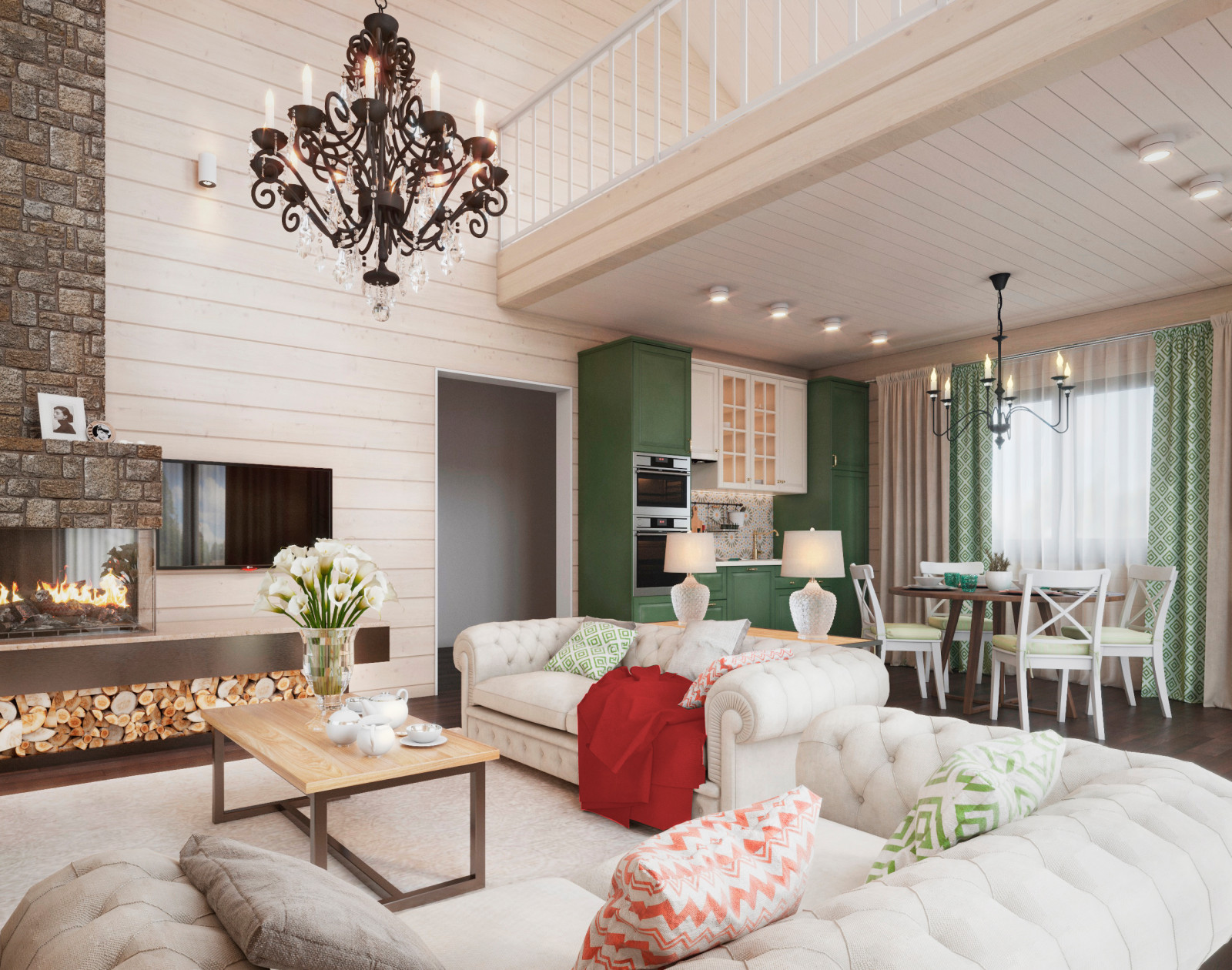 Кухня-гостиная со вторым светом