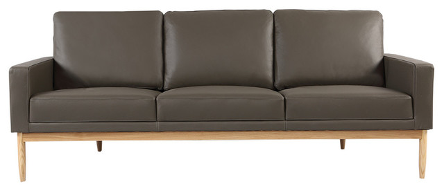 Stilt Danish Mod Sofa Premium Aniline Leather Gray Seat Ash Base