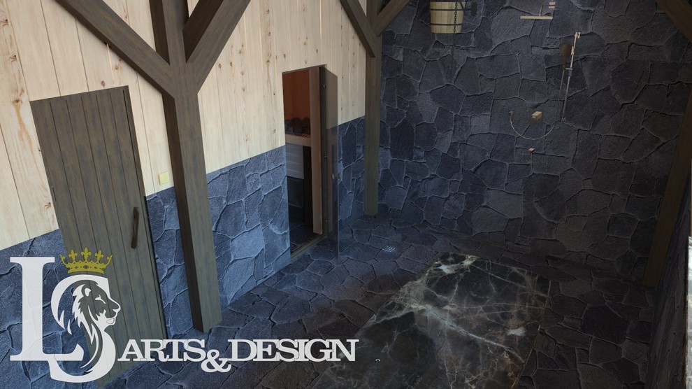 Баня из кедра с имитацией норвежской рубки