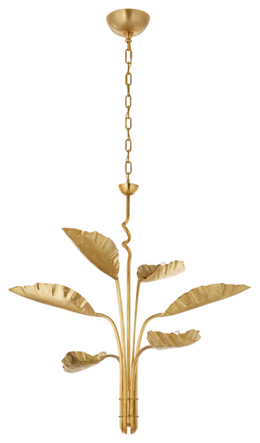 Dumaine Medium Pierced Leaf Chandelier in Antique-Burnished Brass