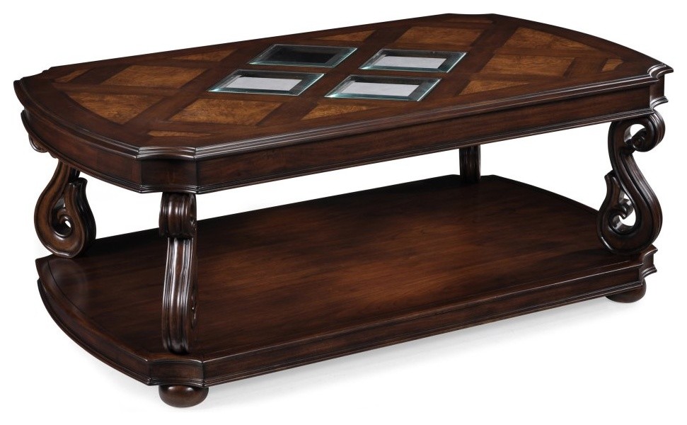 Magnussen T1648 Harcourt Wood Rectangular Coffee Table with Casters