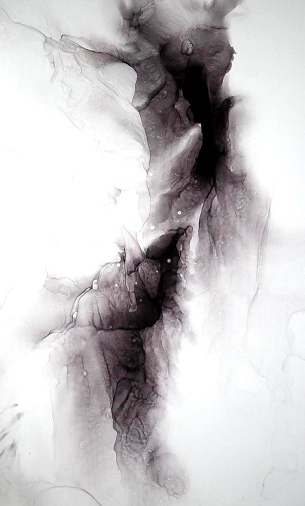 Чёрная воздушная абстракция для интерьера  (чернила, пластик)