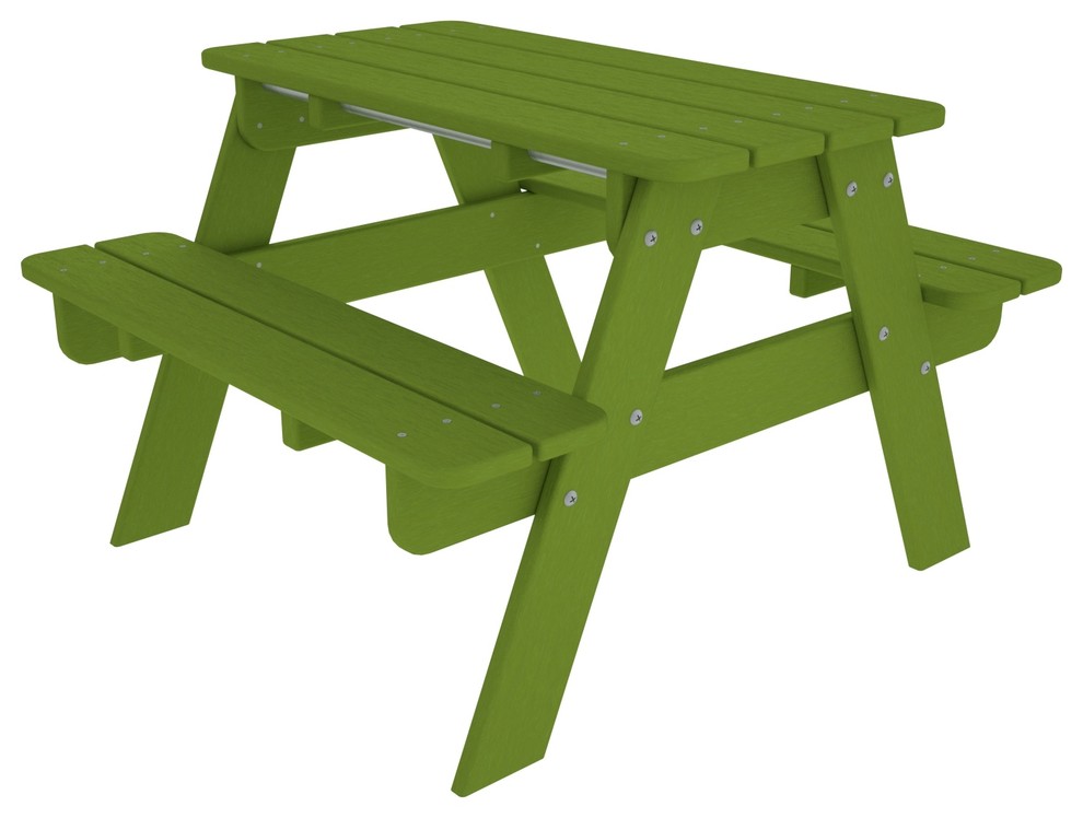 Kid's Picnic Table Lime All Weather Outdoor Recycled Plastic Furniture