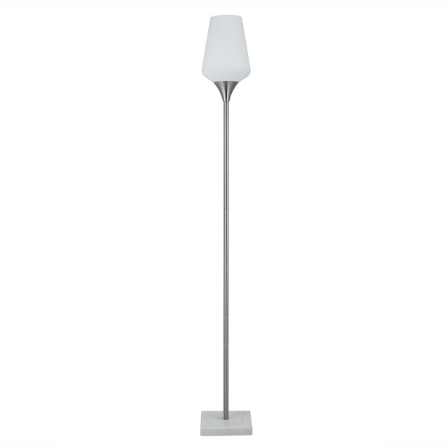 Co Z 59 7 Brushed Nickel Floor Lamp With Marble Base And Frosted Glass Shade
