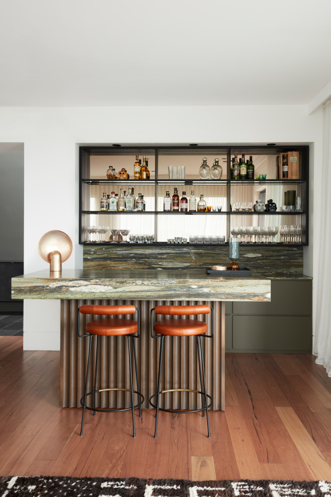 Design ideas for a contemporary home bar in Sydney.
