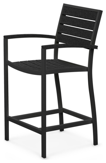 Euro Counter Arm Chair, Textured Black, Black