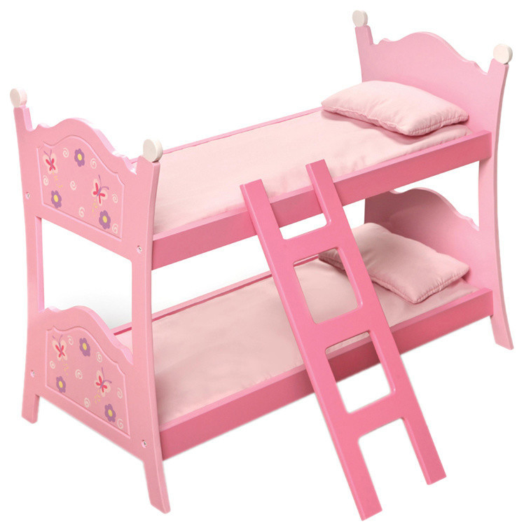 Badger Basket Co Blossoms and Butterflies Doll Bunk Beds With Ladder