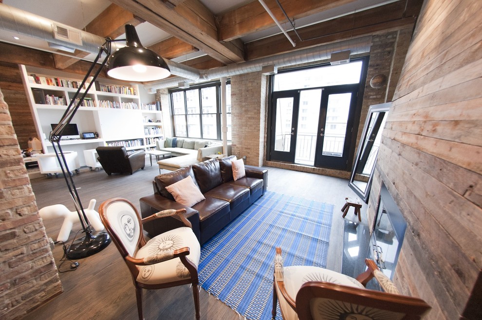 Inspiration for an industrial living room in Chicago.