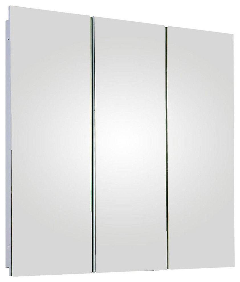 Tri-View Medicine Cabinet, 36"x36", Polished Edge, Partially Recessed