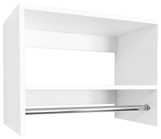 Modular Closets Wood Tall Hanging Closet Organizer Section, White, 18" Wide