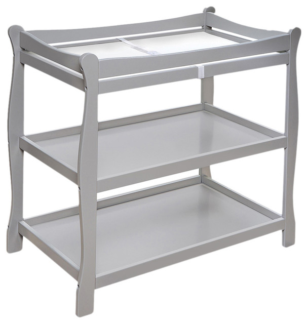 Badger Basket Co Sleigh Style Changing Table, Gray Transitional