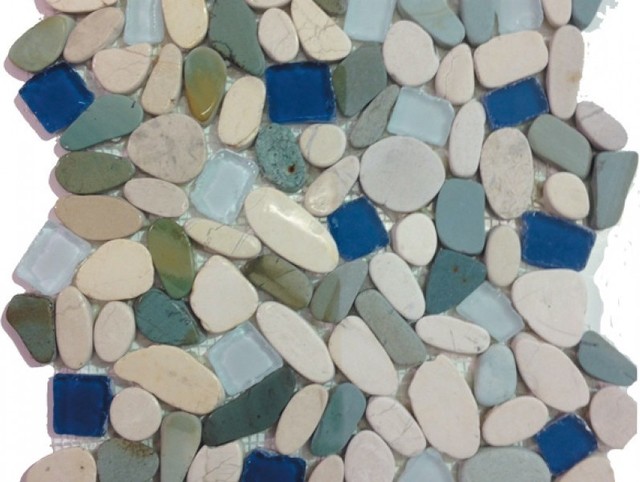 Sea Gl Mosaic Tile Techieblogie Info 12 X12 Sea Gl Tile And Pebbles Indah Shaved Mosaic Blend