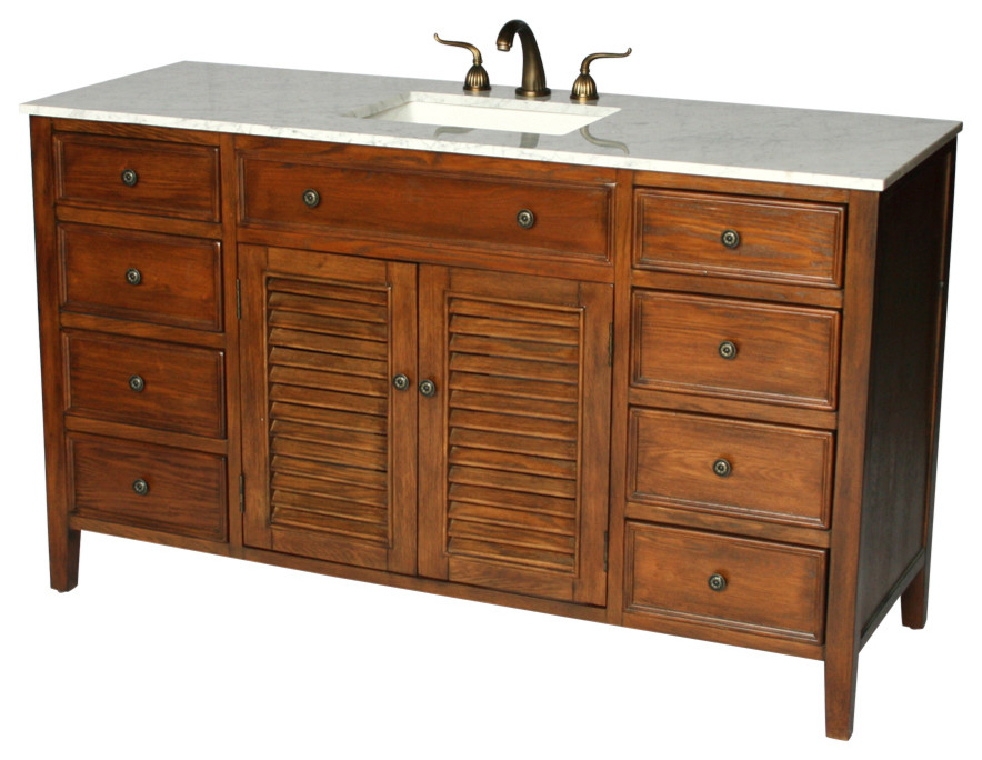 58" Cottage Style Single Sink Bathroom Vanity Model 1128-58 WK ...