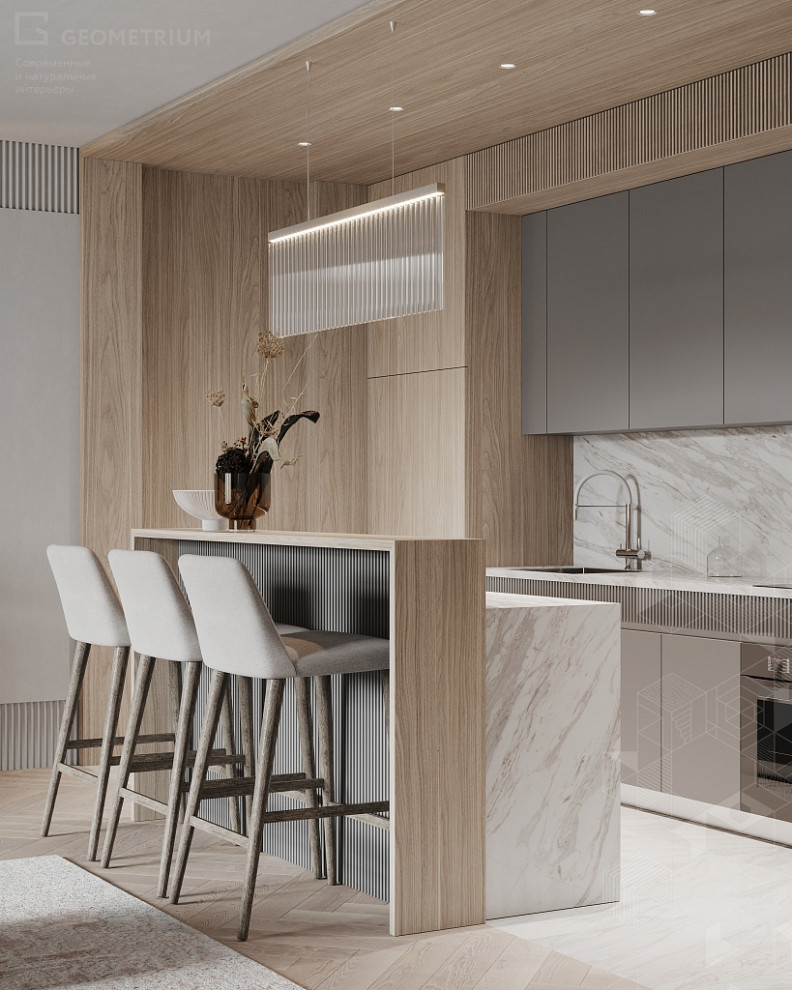 Inspiration for a contemporary kitchen remodel in Moscow