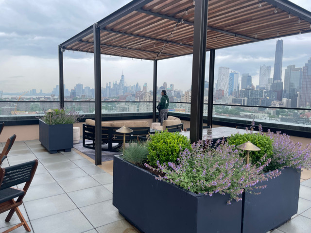 Brooklyn Rooftop Garden with Contemporary Pergola contemporary-garden
