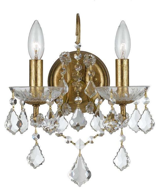 Filmore Two Light Antique Gold Wall Light Transitional Wall Sconces by We Got Lites Houzz