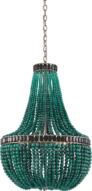 La Malaquita Chandelier, Pyrite Bronze, Green, Black