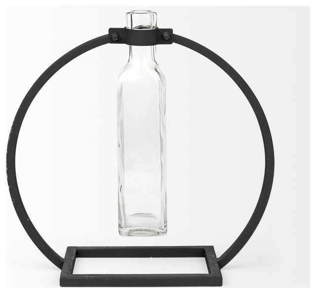 Curated visual reference: Visual Reference: Modern Industrial Black Rectangle Metal And Glass Vase