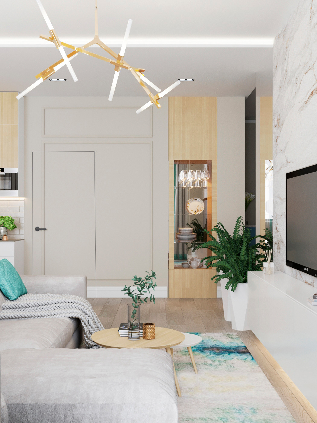 Светлый современный дизайн квартиры для молодой семьи