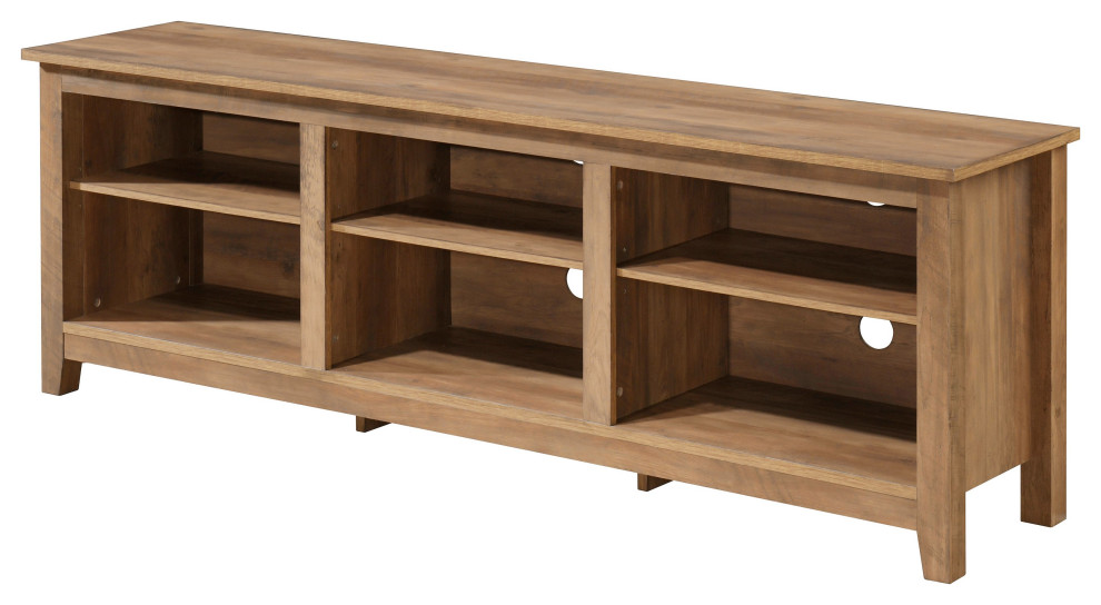 Taft 70" TV Entertainment Console, Rustic Oak Brown Transitional
