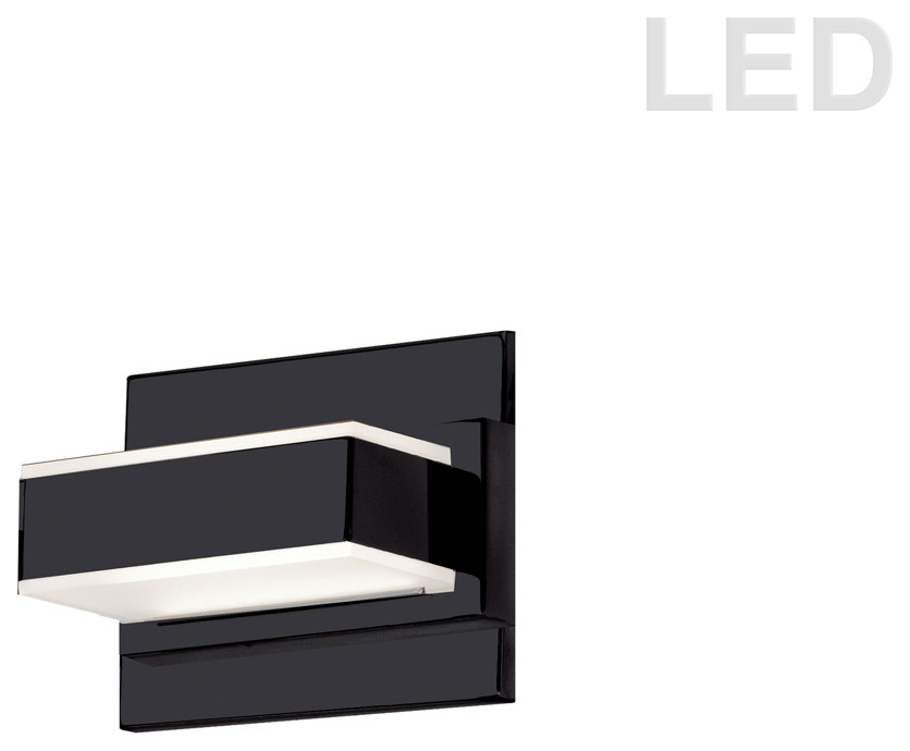 1-Light Vanity in Matte Black with Frosted Glass