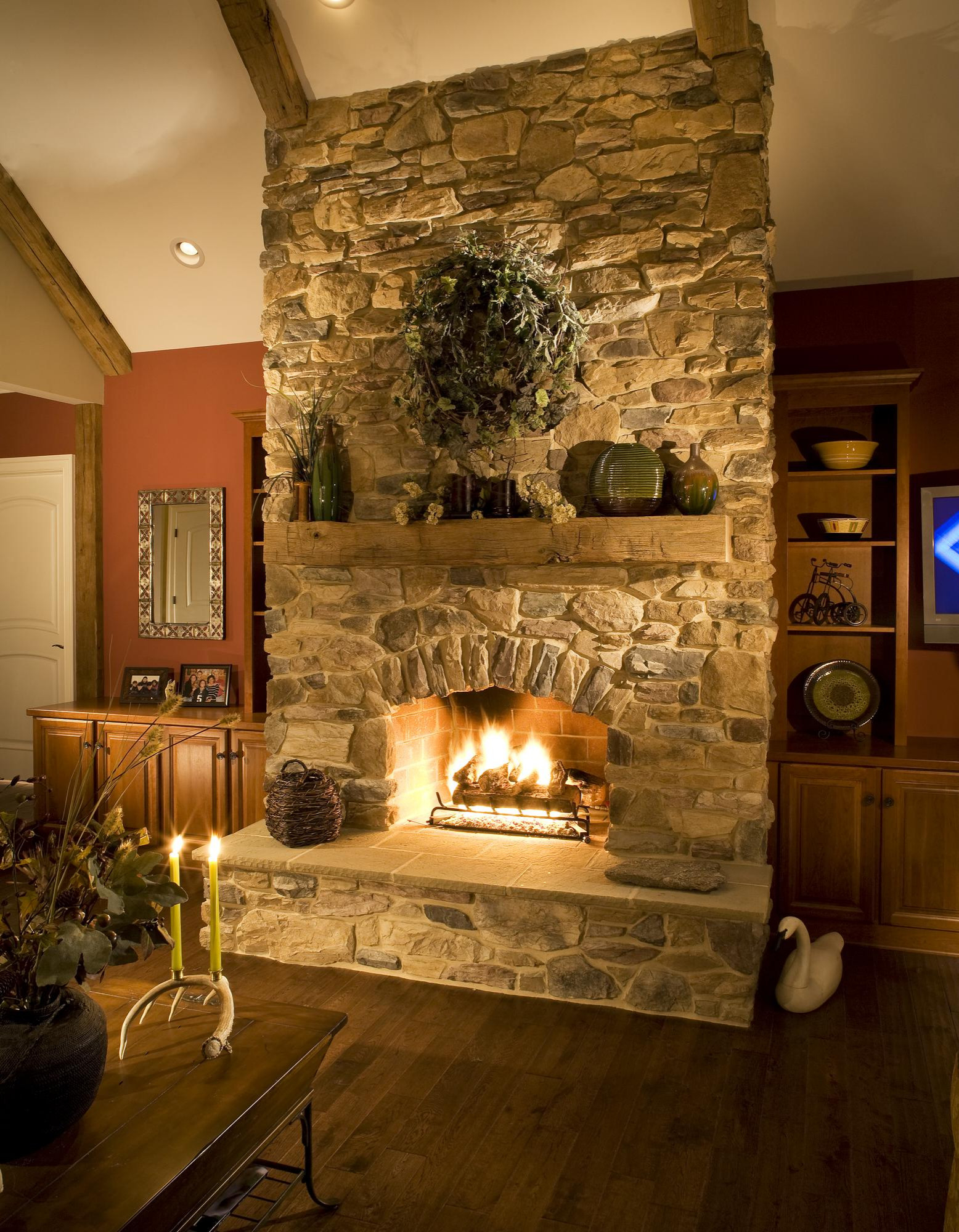River Rock Fireplace - Photos \u0026 Ideas | Houzz, image size:1556x2000