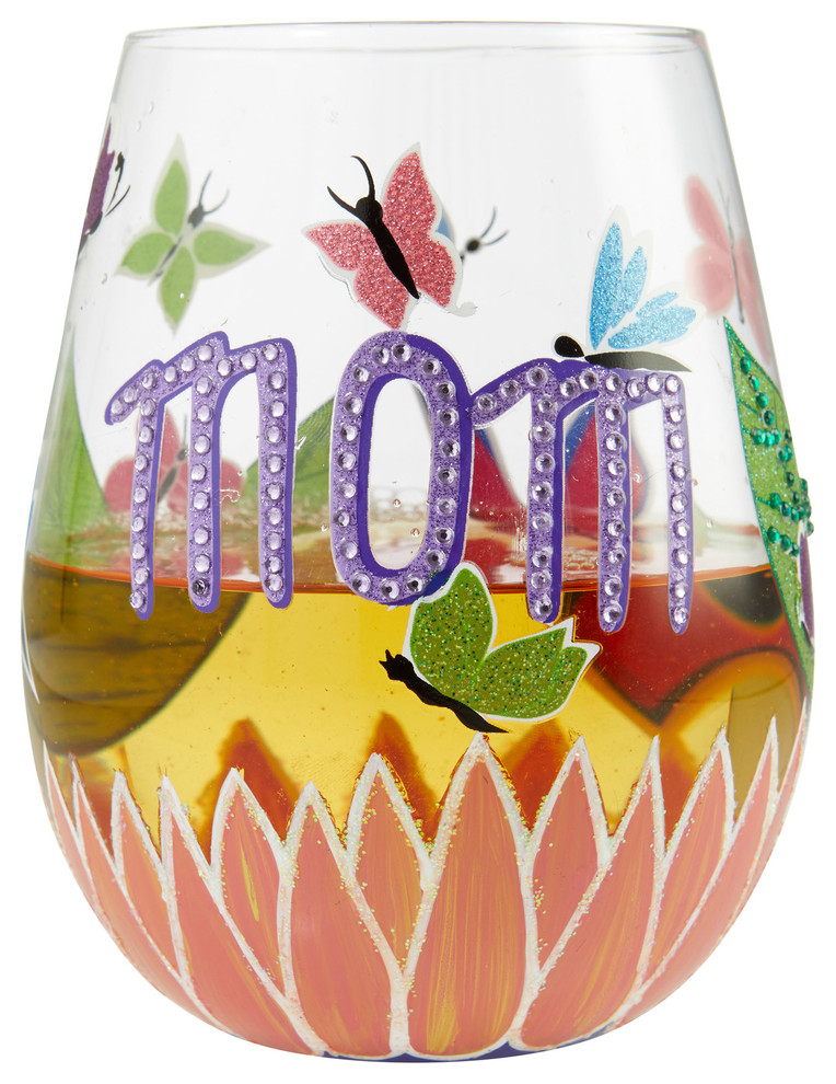 "Mom You Helped Me Fly" Stemless Wine Glass by Lolita