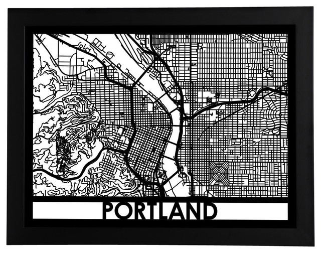 Portland Street Map - Contemporary - Prints And Posters - by Cut Maps ...