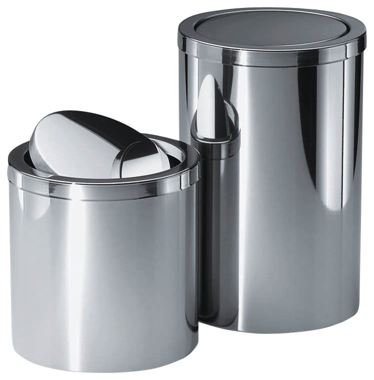 Harmony 212 Waste Basket with Revolving Cover in Polished Stainless Steel