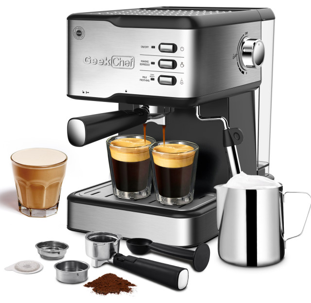 Coffee Espresso Machine With Milk Frother Steam Wand - Contemporary ...