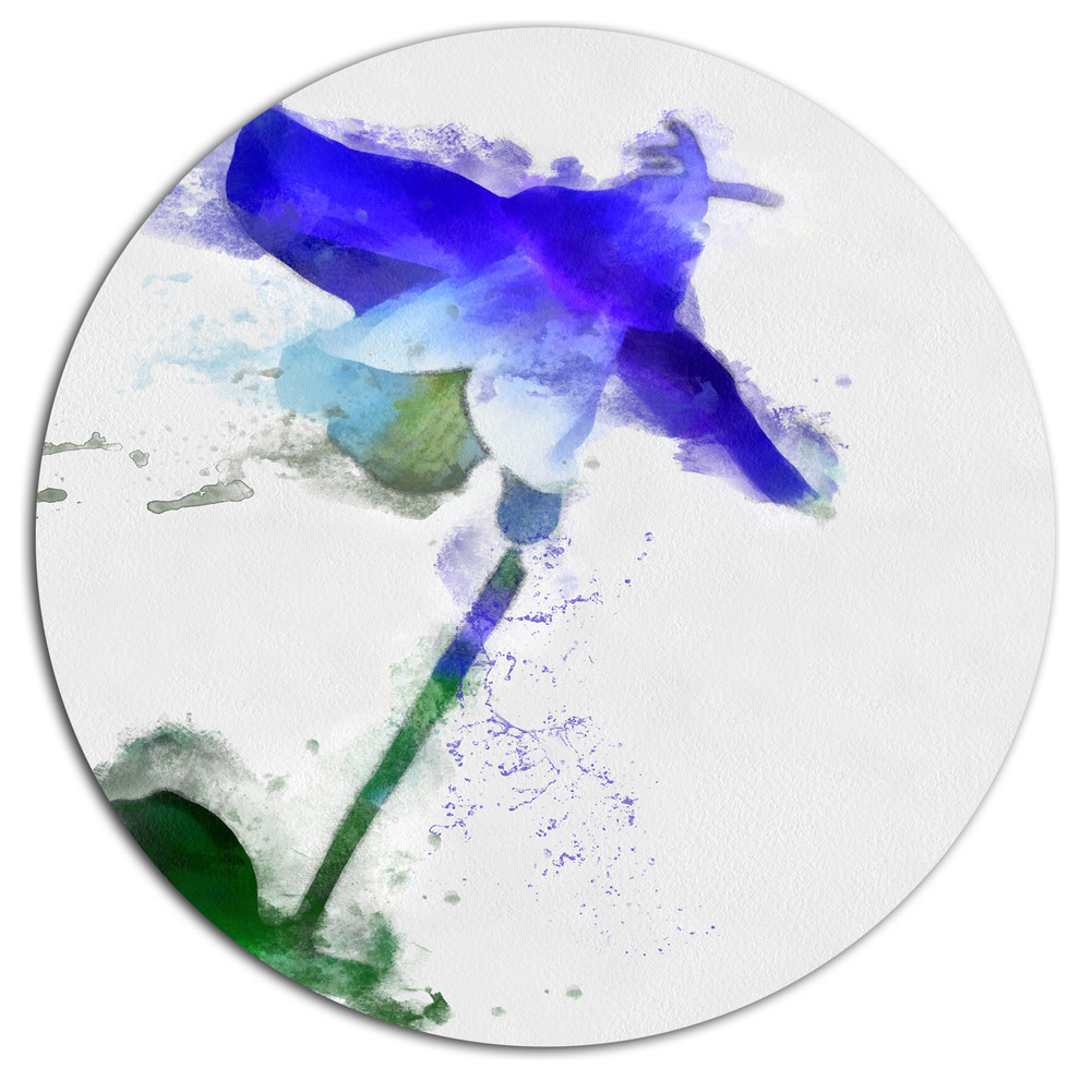 Blue Bellflower Sketch Watercolor Fl Round Metal Wall Art Watercolor Fl Round Metal Wall Art