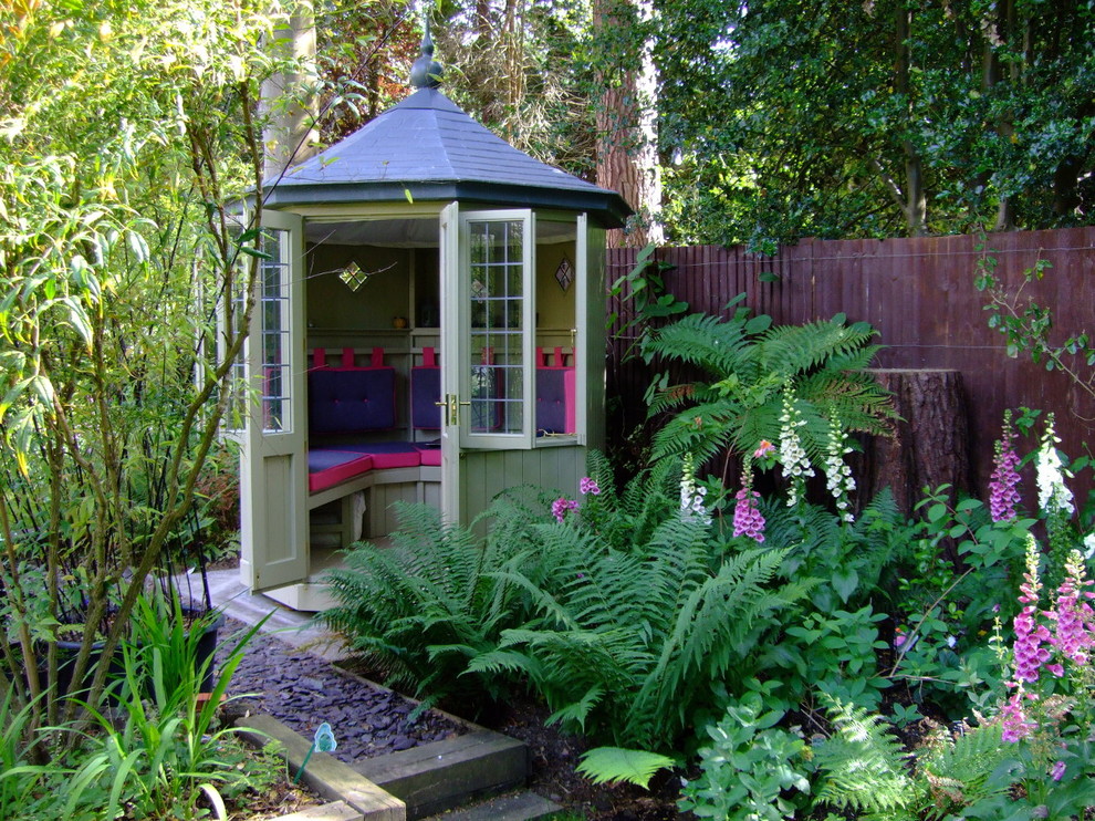 Small eclectic detached garden shed in Wiltshire.