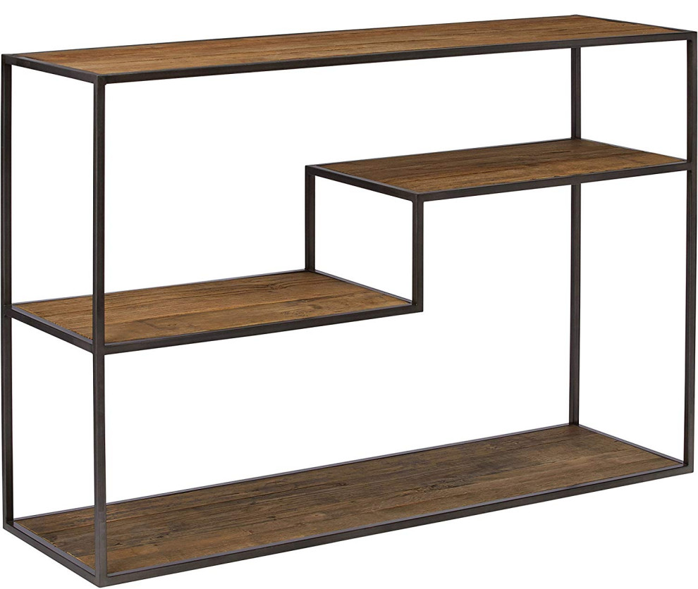 MidCentury Bookcase, Black Metal Frame With Fiberboard Top