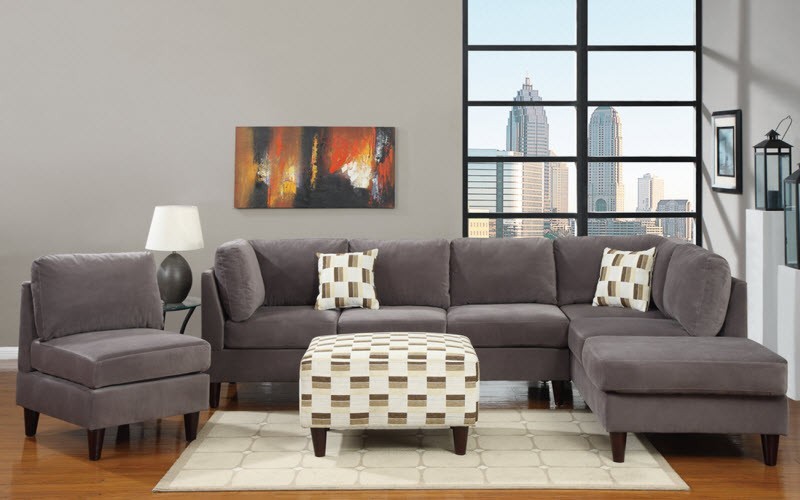 Poundex Furniture - 2-Pcs Sectional Sofa With 2 Accent Pillows - F7493/F7494/F71