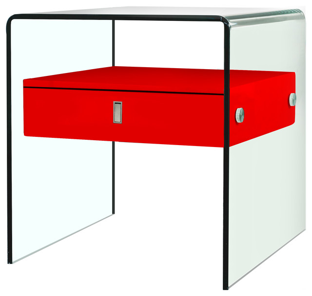 Casabianca Home Bari Collection Nightstand End Table Contemporary Casabianca Home Bari Collection Nightstand End Table High Gloss Red Lacquer