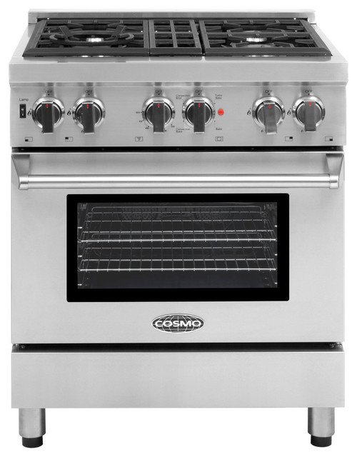 30" Dual Fuel Range With 4 Italian Gas Burners and Electric Convection
