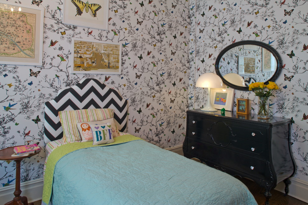 Contemporary kids' bedroom in New York for kids 4-10 years old and girls.