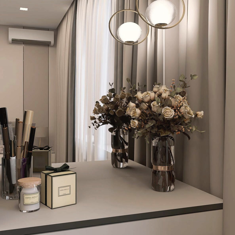 Монохром в двухкомнатной квартире для молодой пары