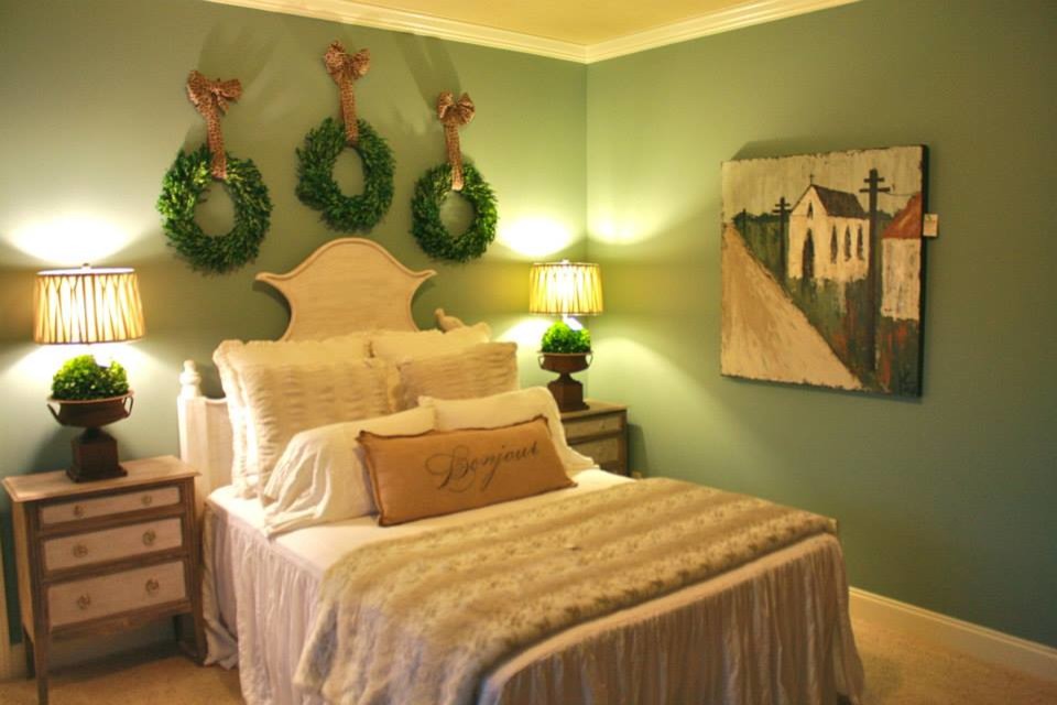 This is an example of a mid-sized traditional guest bedroom in Other with blue walls, carpet and no fireplace.