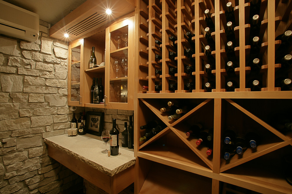 Transitional wine cellar in Minneapolis.