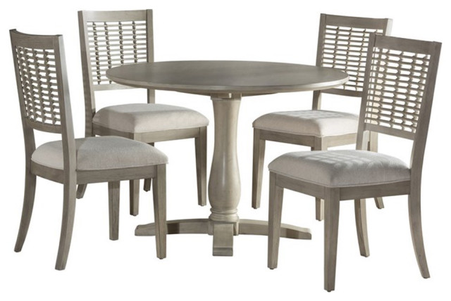 Hillsdale Ocala 5-Piece Round Coastal Wood/Fabric Dining Set in Gray