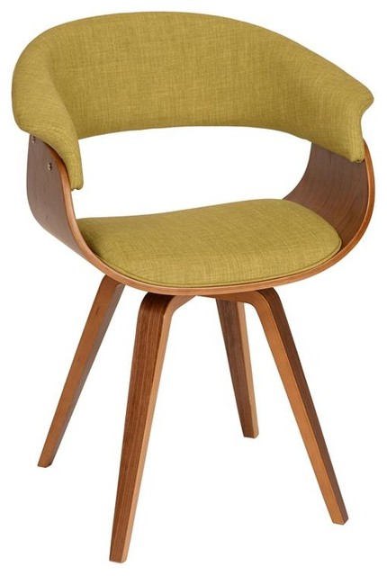 Armen Living Summer Modern Chair, Green/Walnut