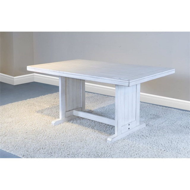 Pemberly Row 60" Farmhouse Mahogany Wood Table in Marble White ...