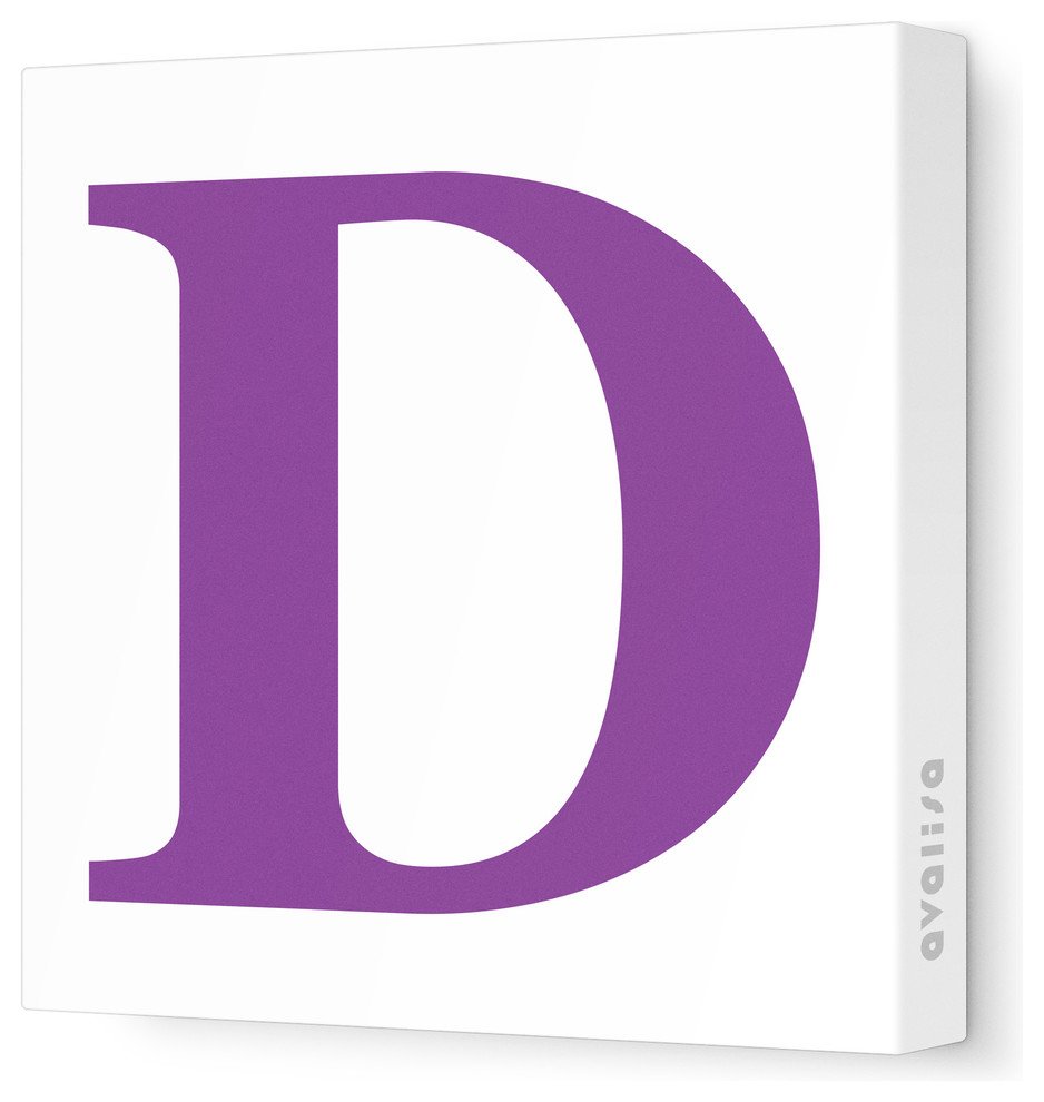 Letter - Upper Case 'D' Stretched Wall Art, 28" x 28", Purple