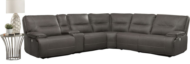 Parker Living Spartacus 6pc Sectional With 1pc Armless Recliner, Haze