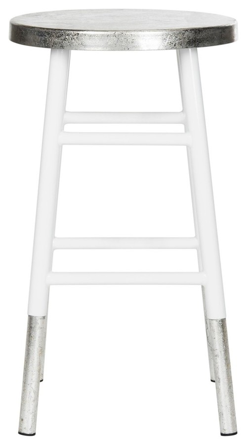 Kenzie Silver Dipped Counter Stool, White