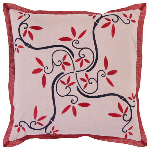 Light Plum and Red 18 Inch x 18 Inch Pillow - Poly-Fiber Filled